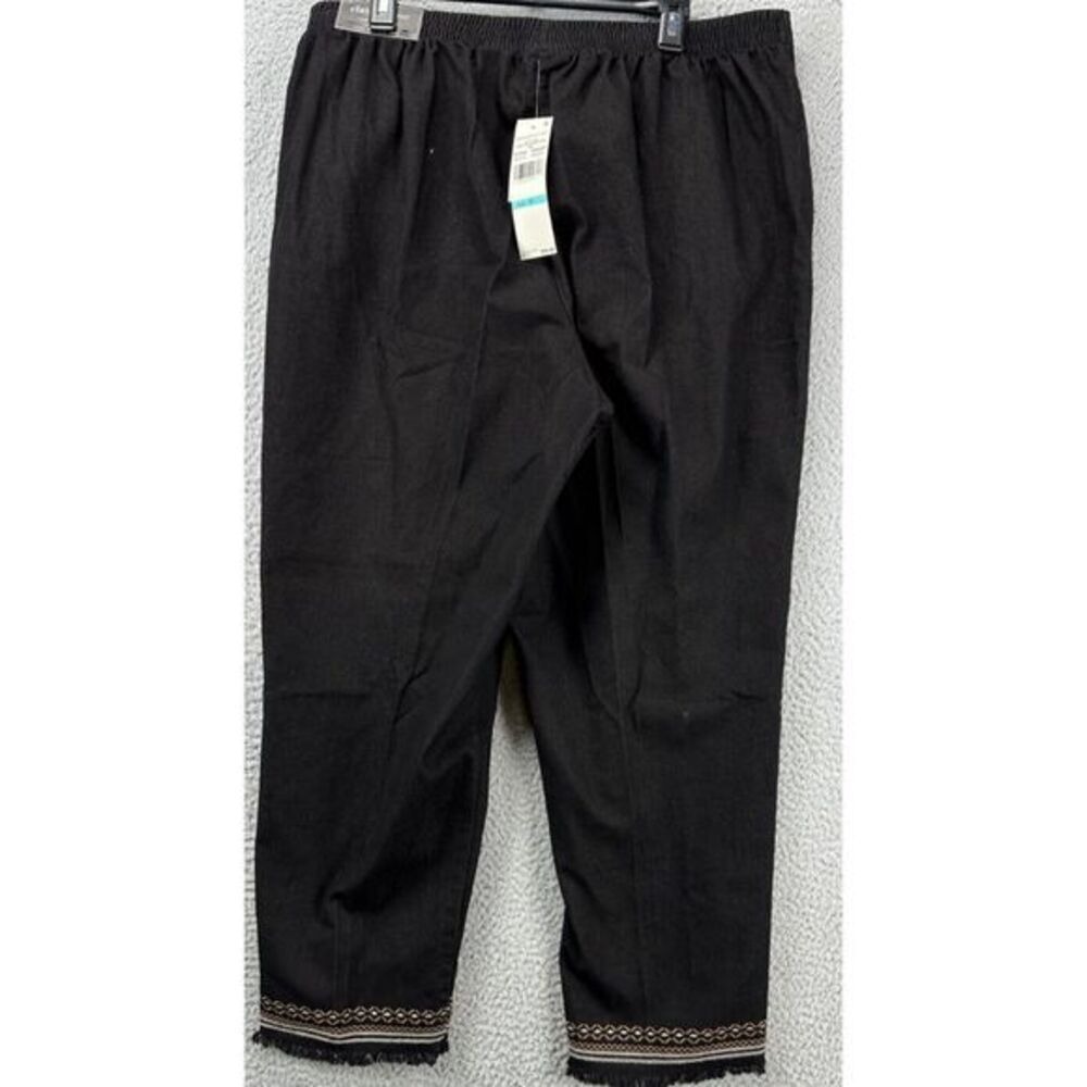 Alfred Dunner Pants Womens 16 Black Ankle Pull On Embroidered NEW